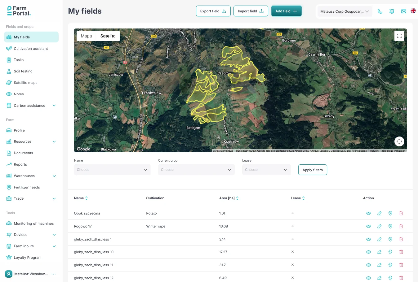 Importing fields from KML files – a new feature in FarmPortal