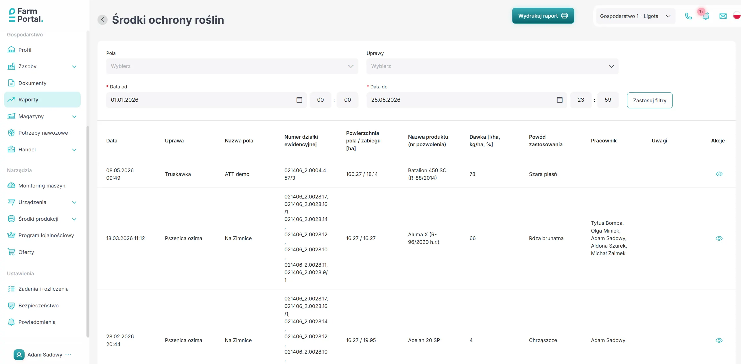 FarmPortal 1.1.10: raporty ŚOR i wydruki dla ARiMR