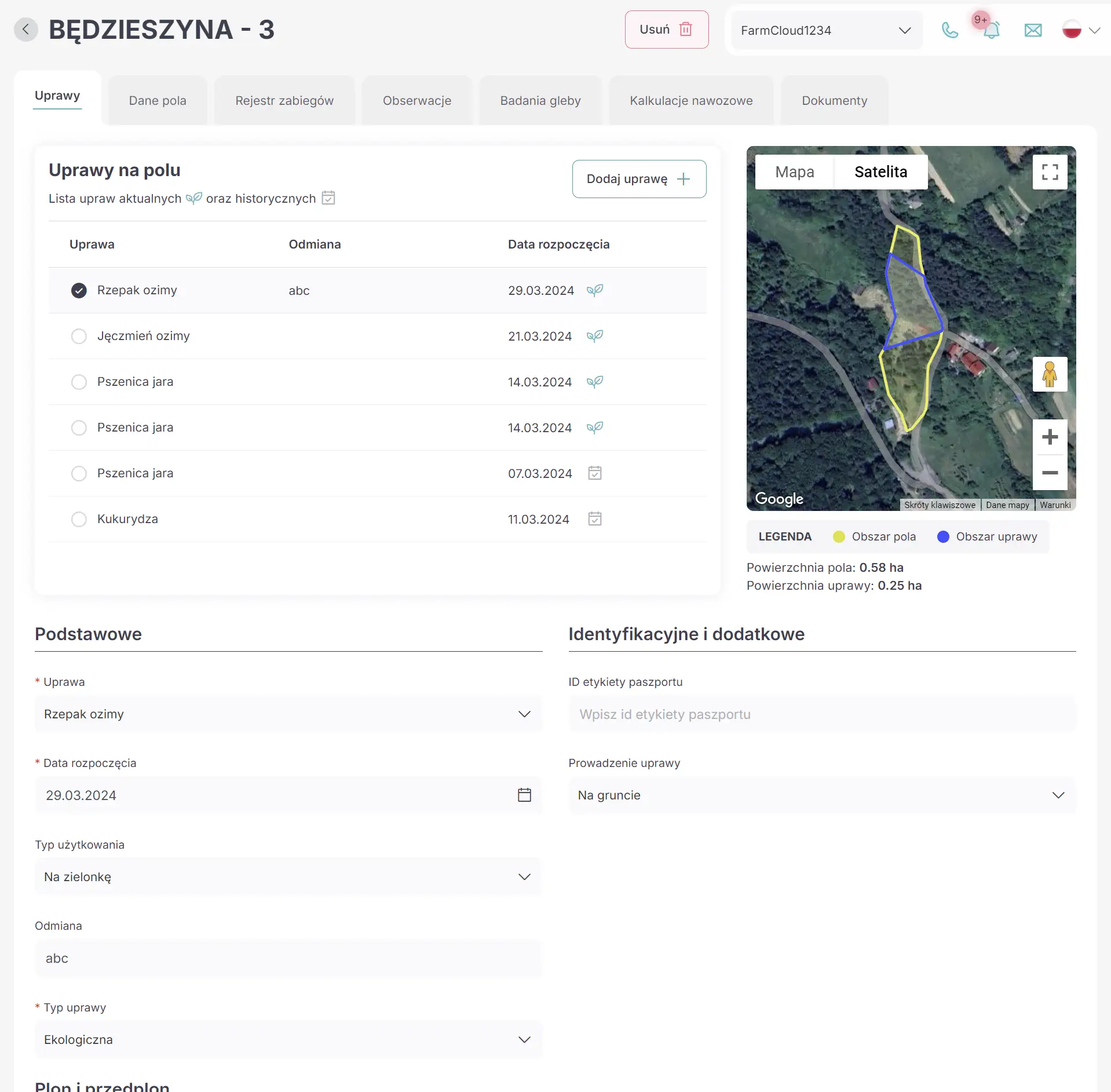 FarmPortal – zrzut ekranu systemu zarządzania gospodarstwem FMS